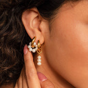 Elara Pearl Earrings in gold tone, product image 9