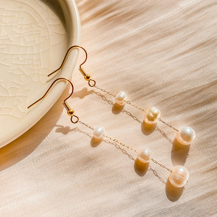 Sienna Pearl Drop Earrings in gold tone, product image 4