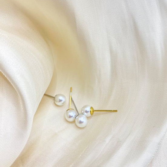Elara Pearl Drop Studs in gold tone featuring pearl accent, product image 2