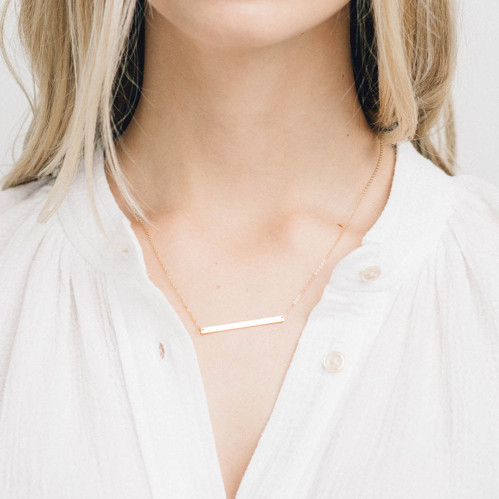 Sera Bar Necklace in gold tone featuring bar pendant, product image 3