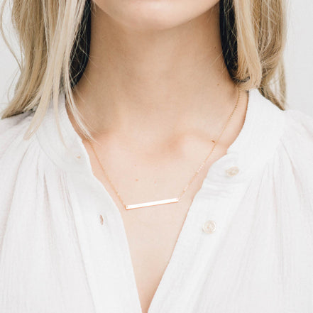 Sera Bar Necklace in gold tone featuring bar pendant, product image 3