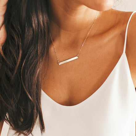 Sera Bar Necklace in gold tone featuring bar pendant, product image 7