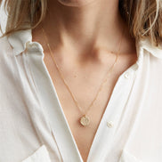 Sol Hammered Coin Necklace in gold tone featuring coin pendant, product image 3