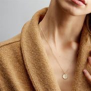 Sol Hammered Coin Necklace in gold tone featuring coin pendant, product image 4