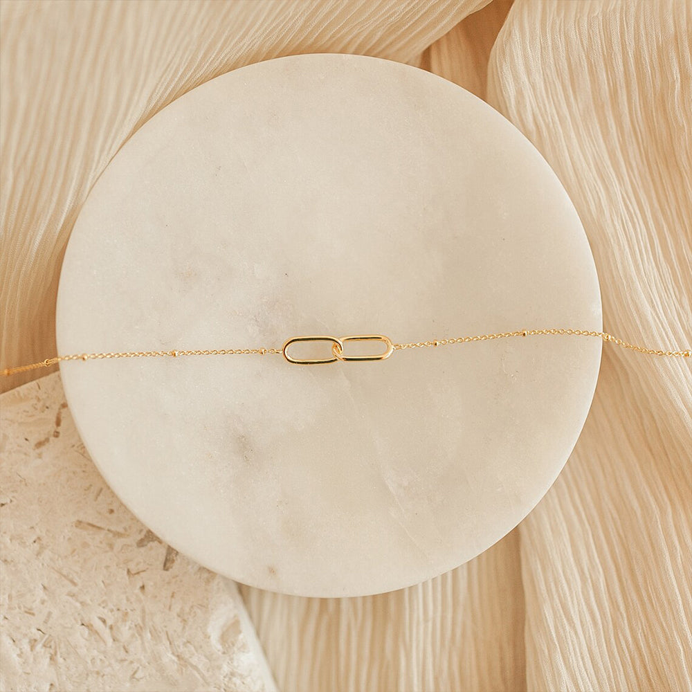Amity Double-Link Necklace in gold tone featuring interlocking links, product image 13