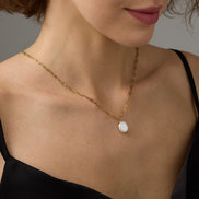 Solea Baroque Pearl Necklace in gold tone featuring link chain, product image 8