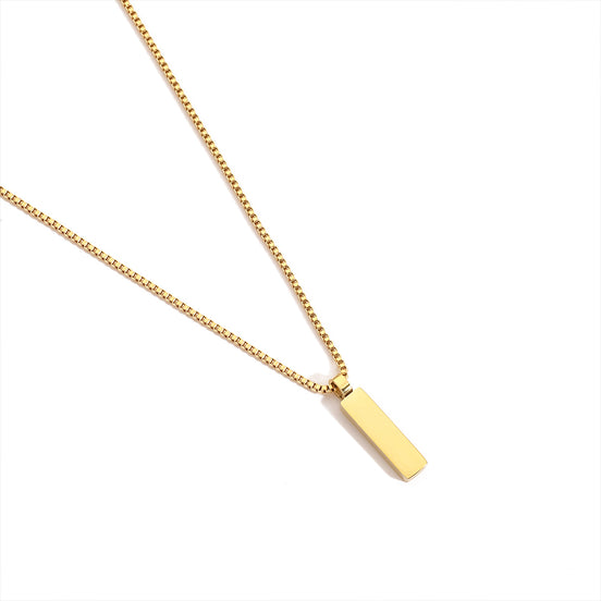 Soren Bar Pendant in gold tone featuring box chain, product image 2