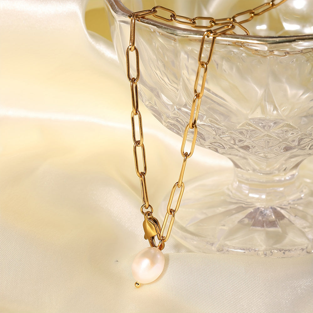 Solea Pearl Pendant Necklace in gold tone featuring pearl accent, product image 11