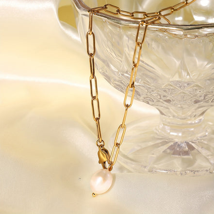 Solea Pearl Pendant Necklace in gold tone featuring pearl accent, product image 11