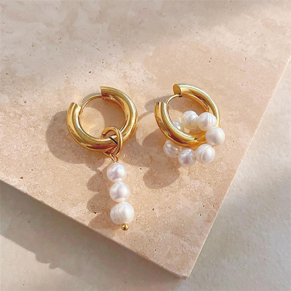 Elara Pearl Earrings in gold tone, product image 4