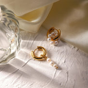 Elara Pearl Earrings in gold tone, product image 2