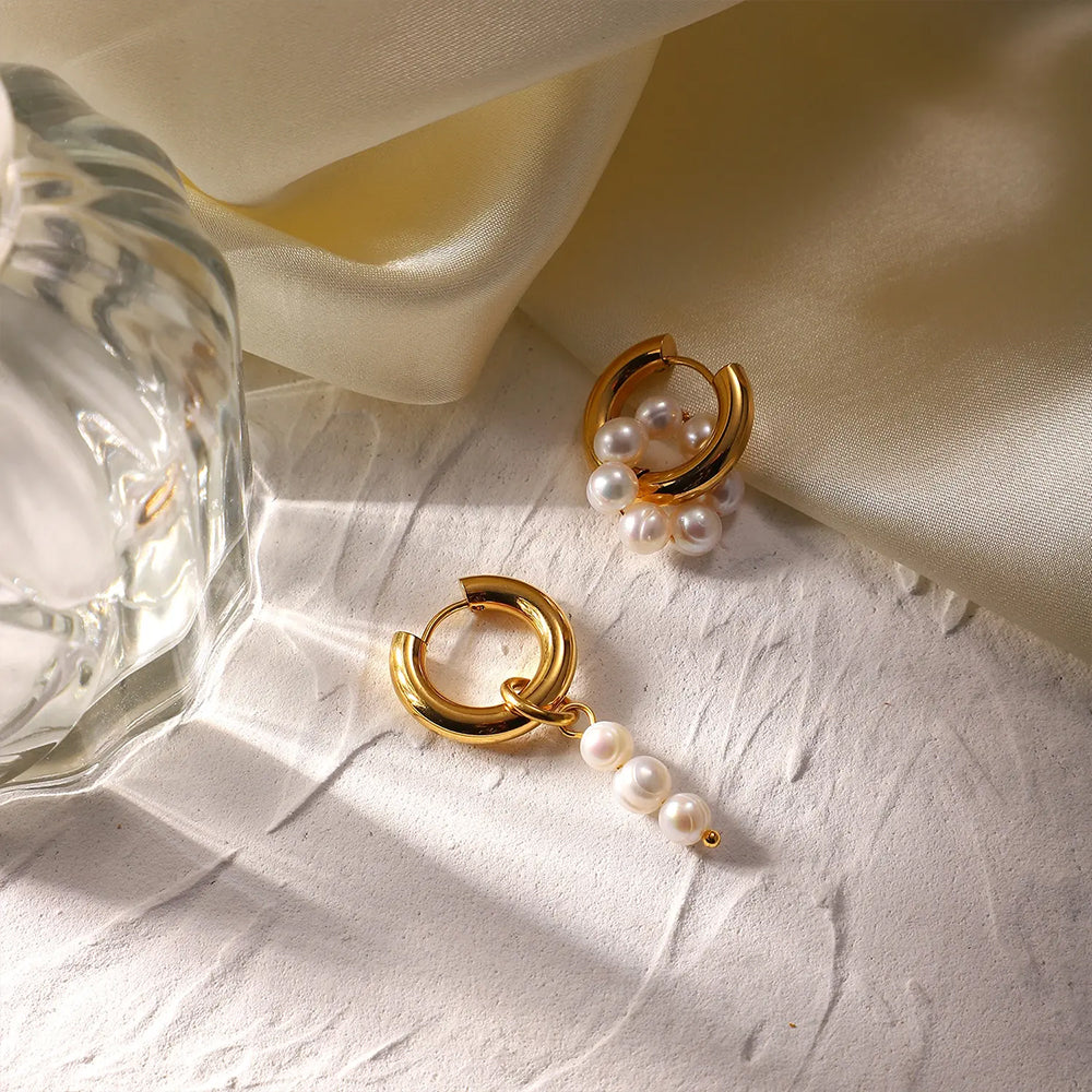 Elara Pearl Earrings in gold tone, product image 2