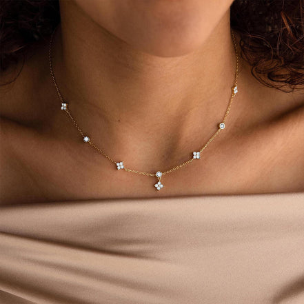 Clover Sparkle Necklace in gold tone, product image 3