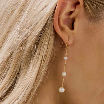 Sienna Pearl Drop Earrings in gold tone, product image 3