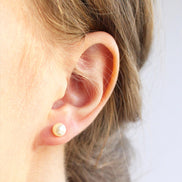 Elara Pearl Drop Studs in gold tone featuring pearl accent, product image 3