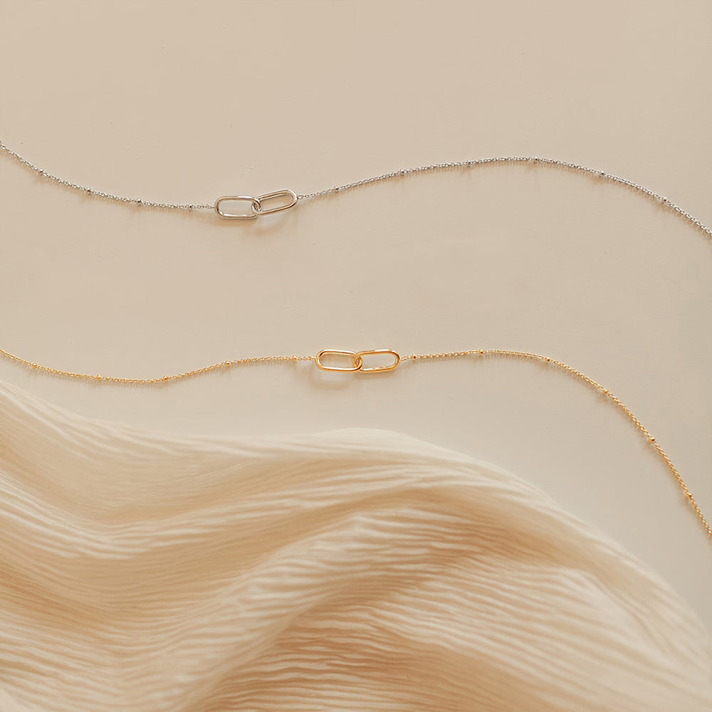 Amity Double-Link Necklace in gold tone featuring interlocking links, product image 6