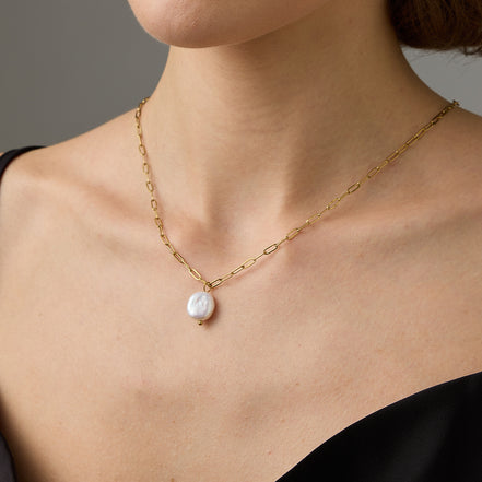 Sera Pearl Necklace in gold tone featuring pearl accent, product image 7