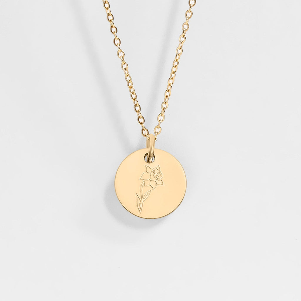 Gold birth flower charm necklace