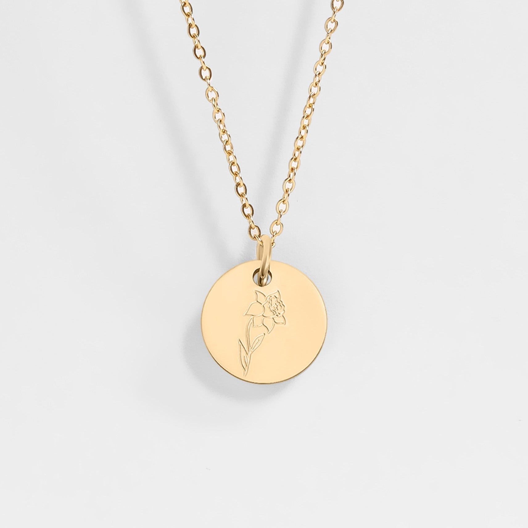 Gold birth flower charm necklace