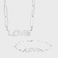 "Love" Paperclip Necklace & Bracelet Set