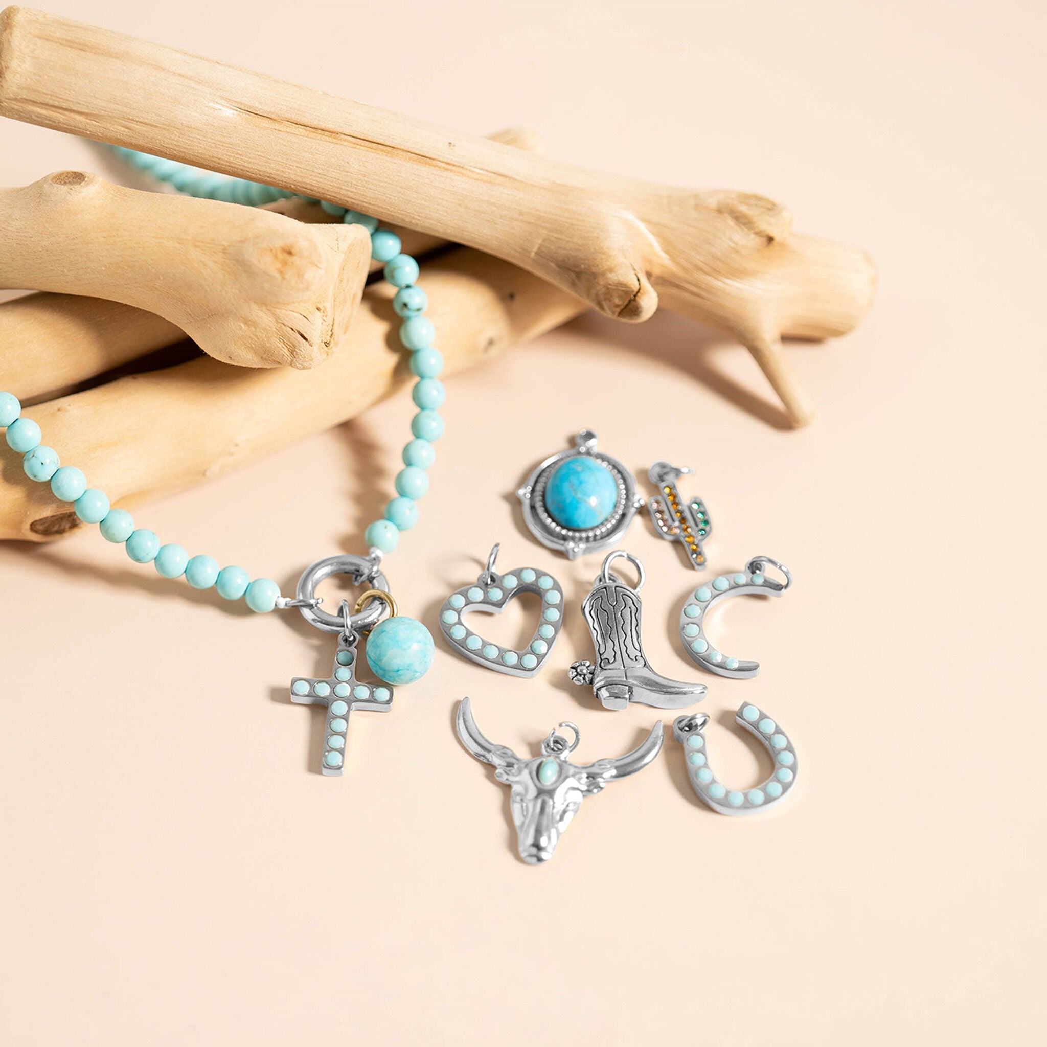 Turquoise Stone Heart Charm