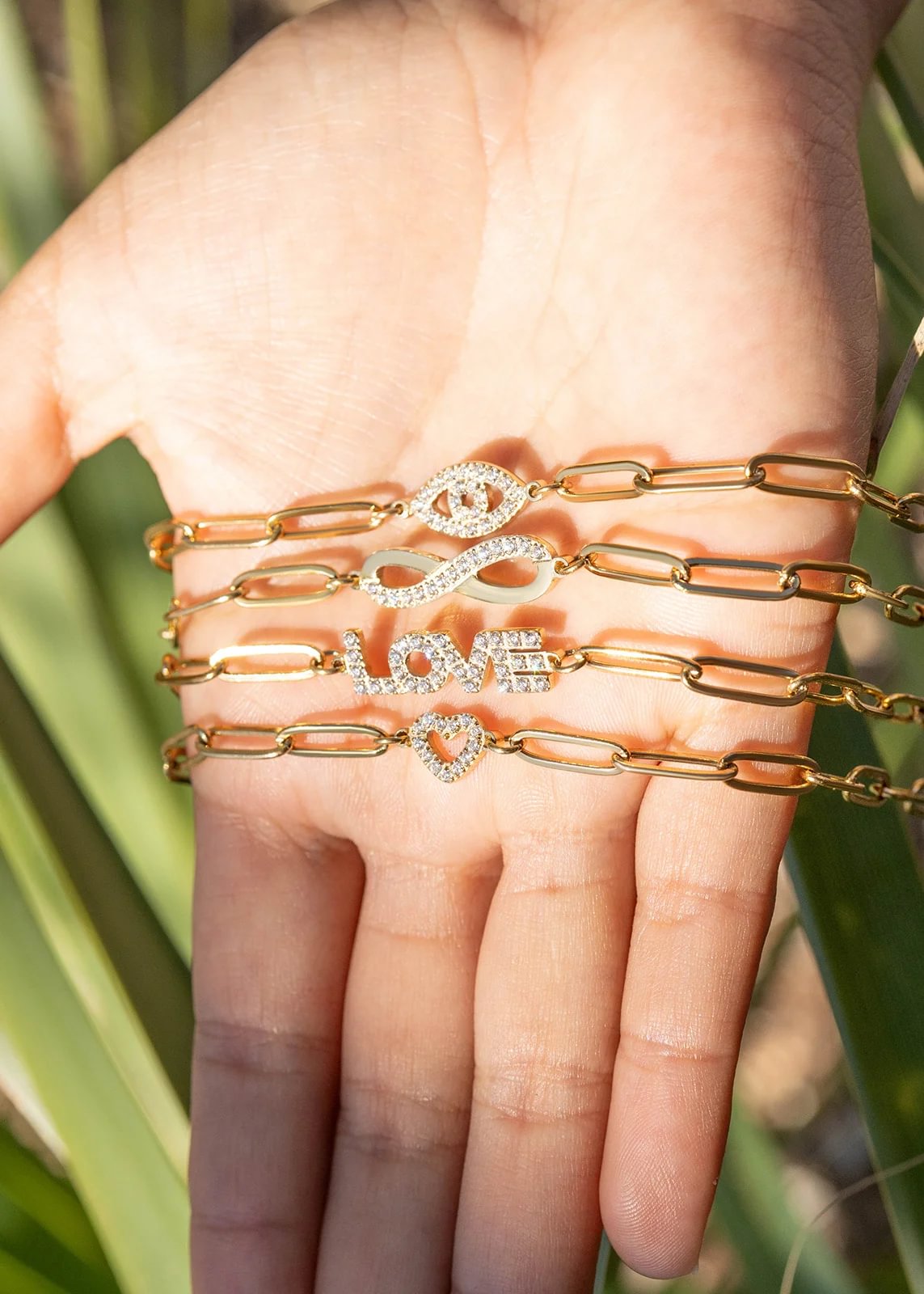 "Love" Paperclip Necklace & Bracelet Set
