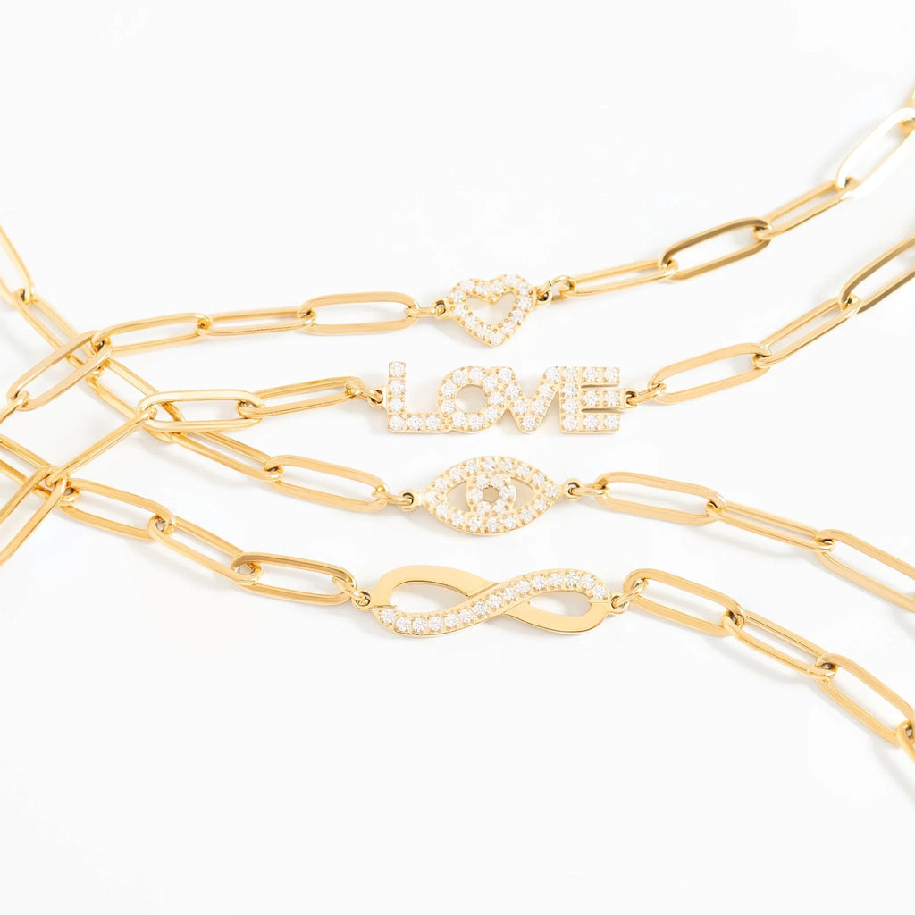 "Love" Paperclip Necklace & Bracelet Set