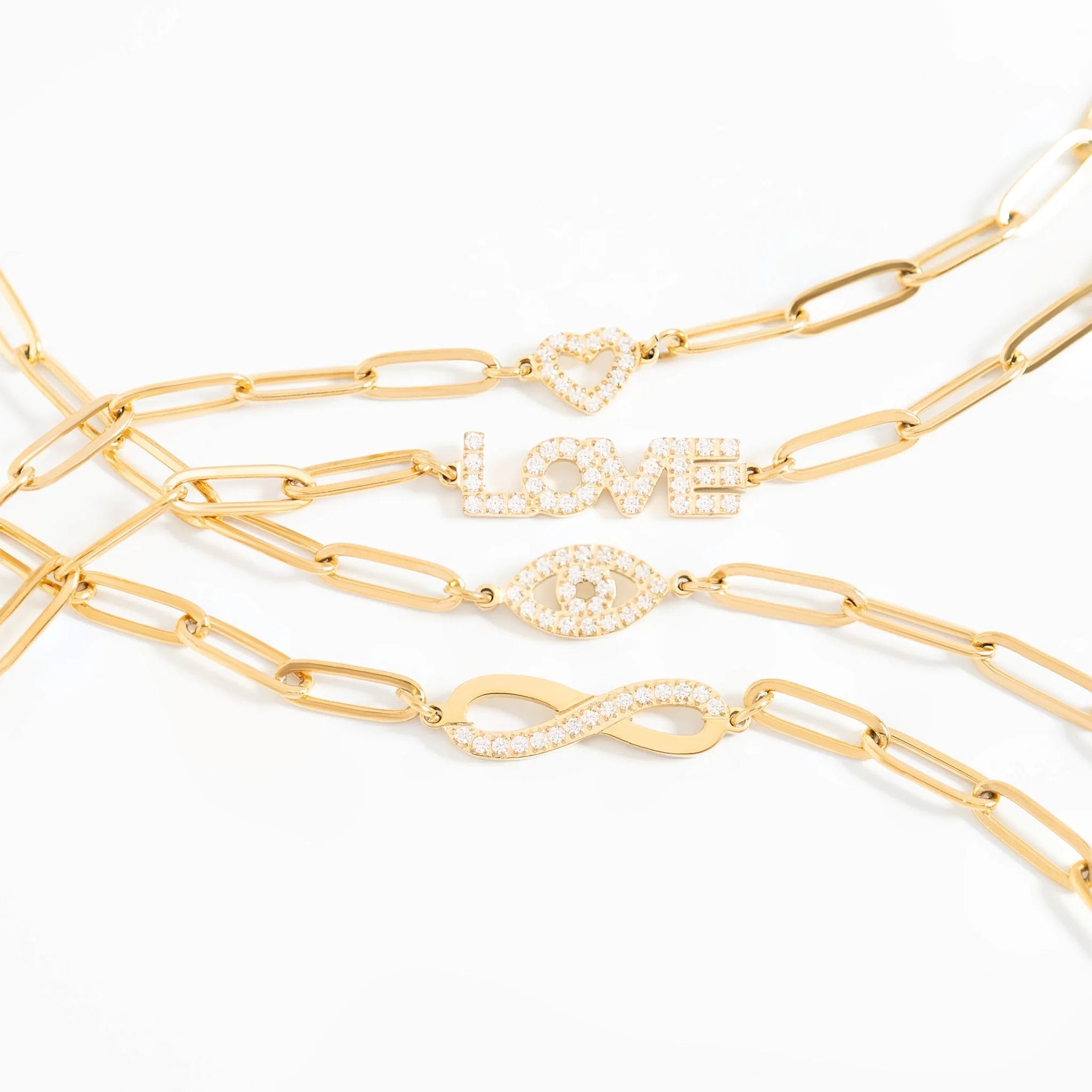 "Love" Paperclip Necklace & Bracelet Set