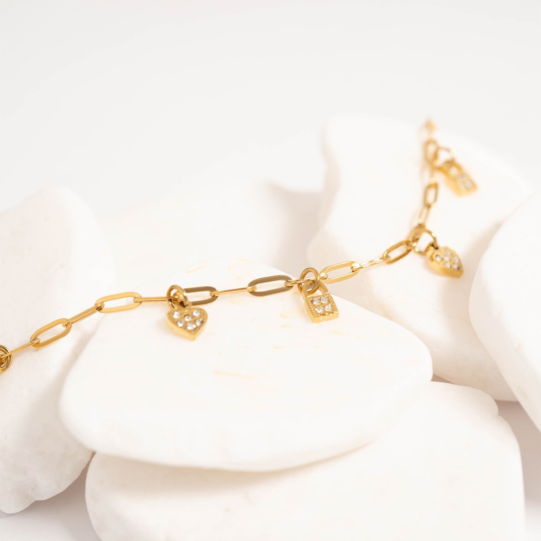 Heart & Lock Charm Bracelet