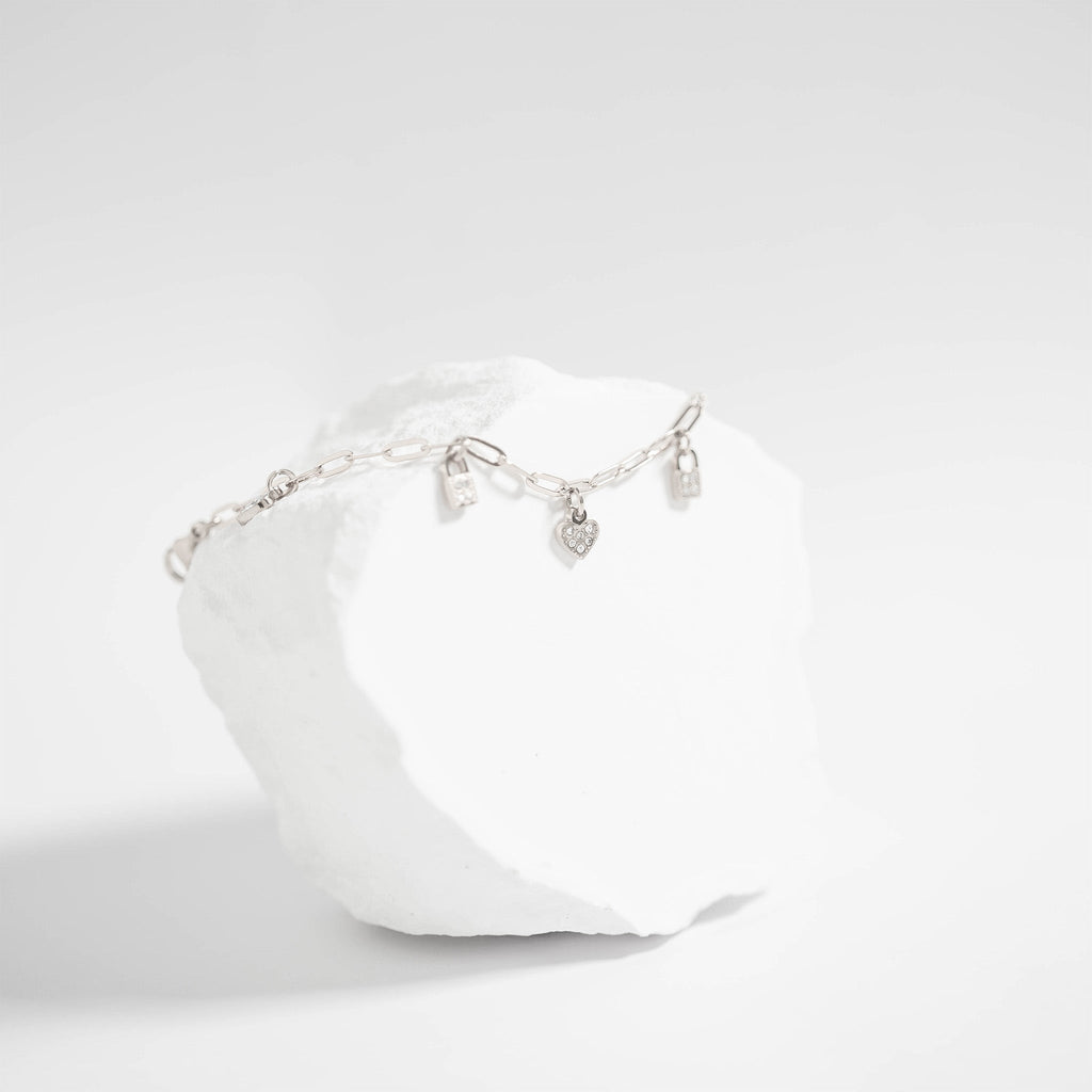 Heart & Lock Charm Bracelet