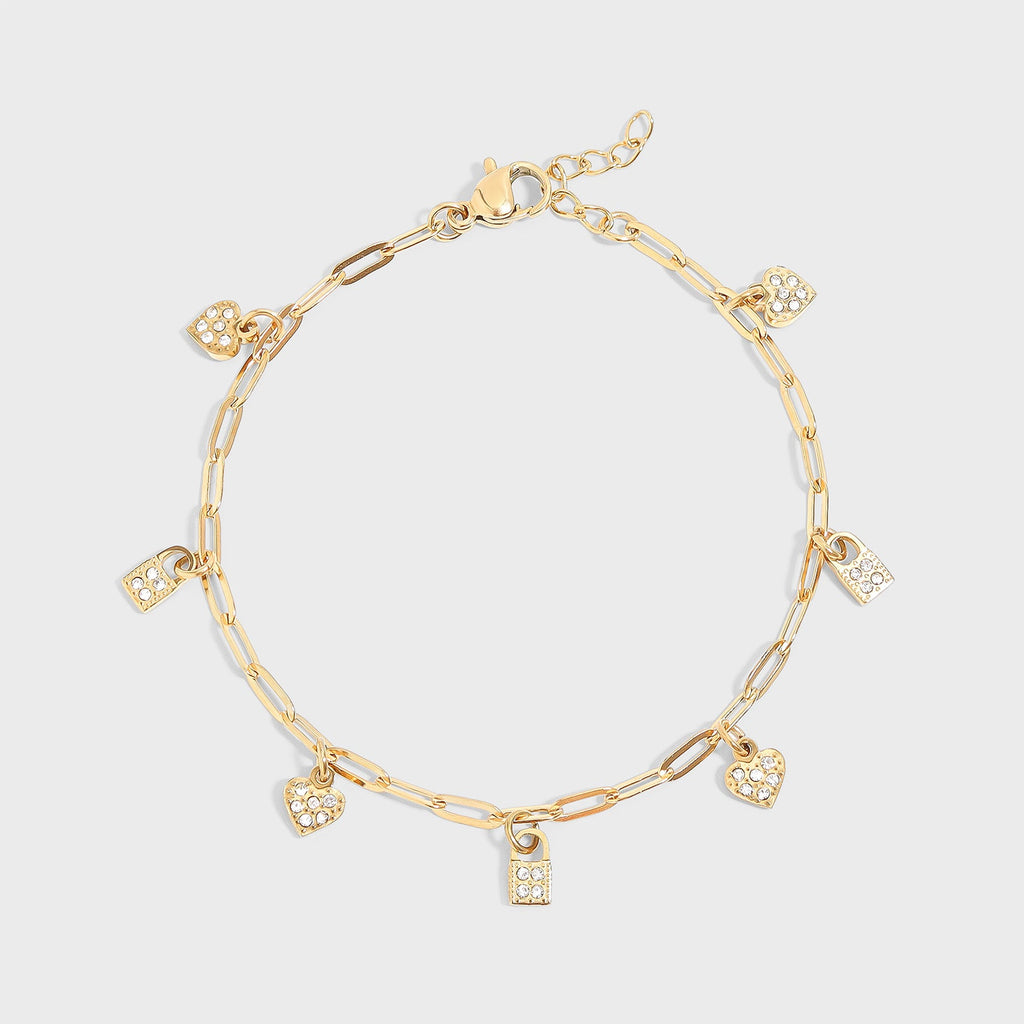 Heart & Lock Charm Bracelet