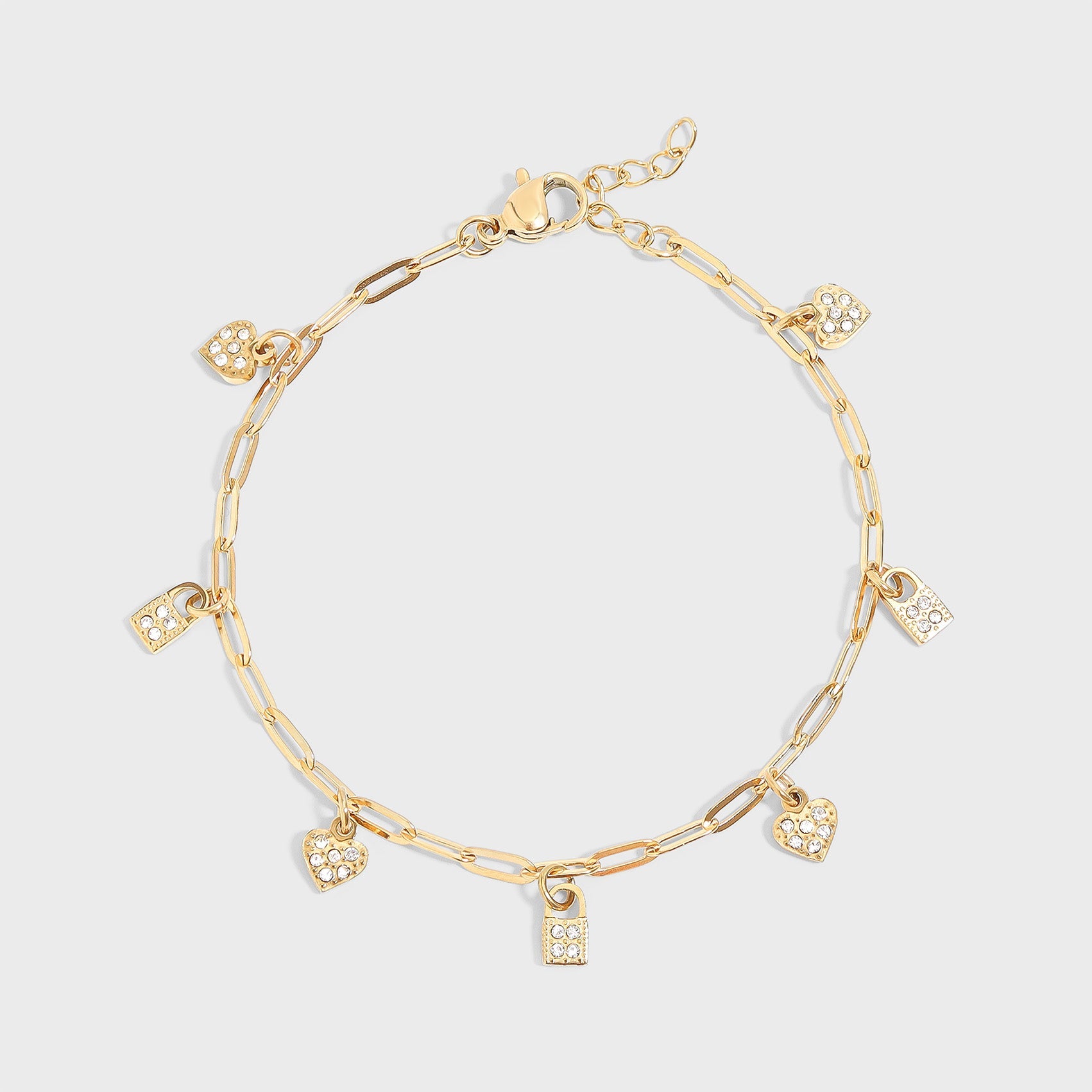 Heart & Lock Charm Bracelet
