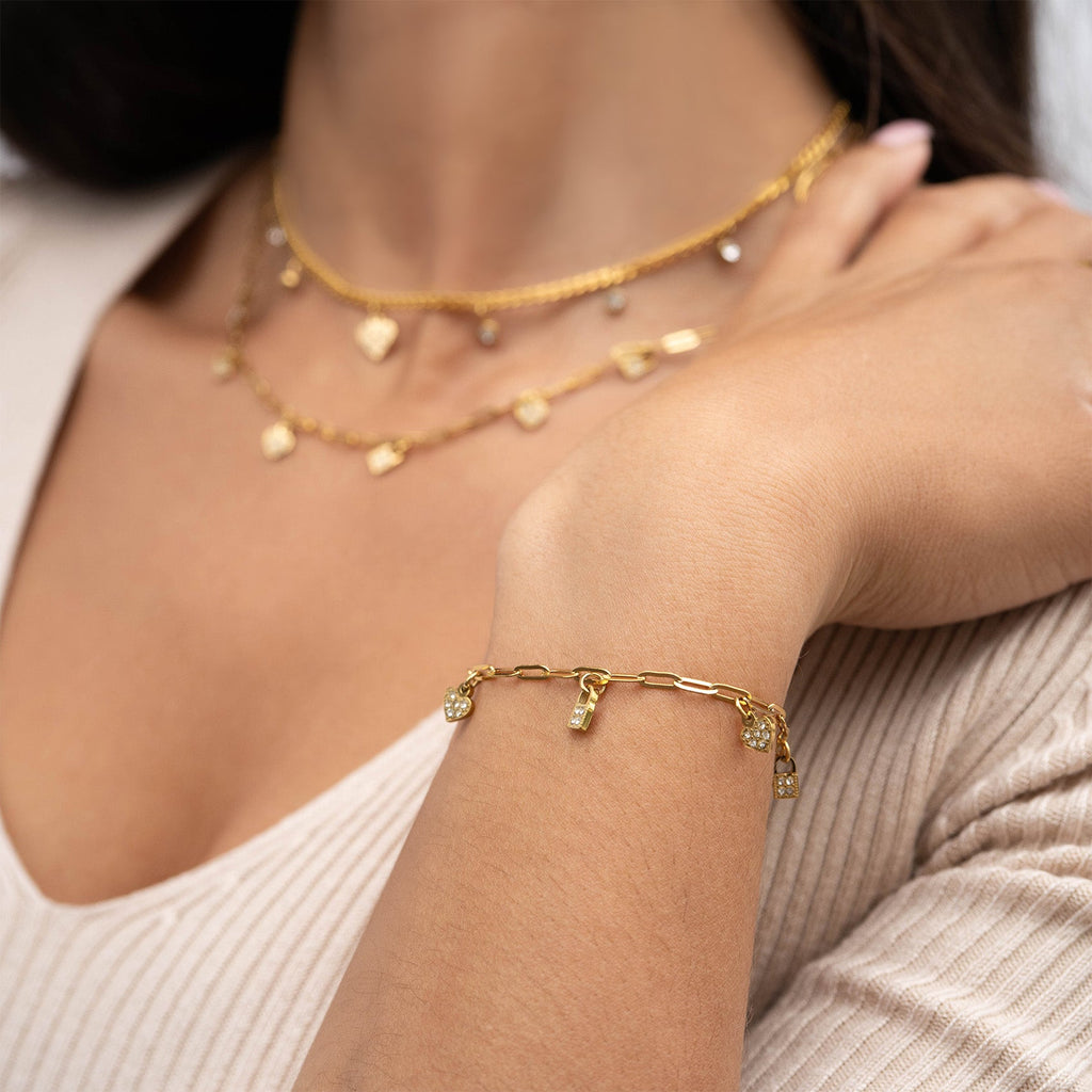 Heart & Lock Charm Bracelet