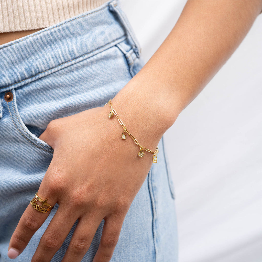 Heart & Lock Charm Bracelet