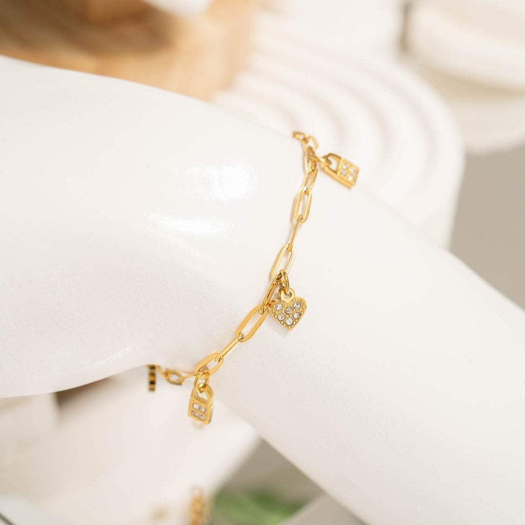Heart & Lock Charm Bracelet