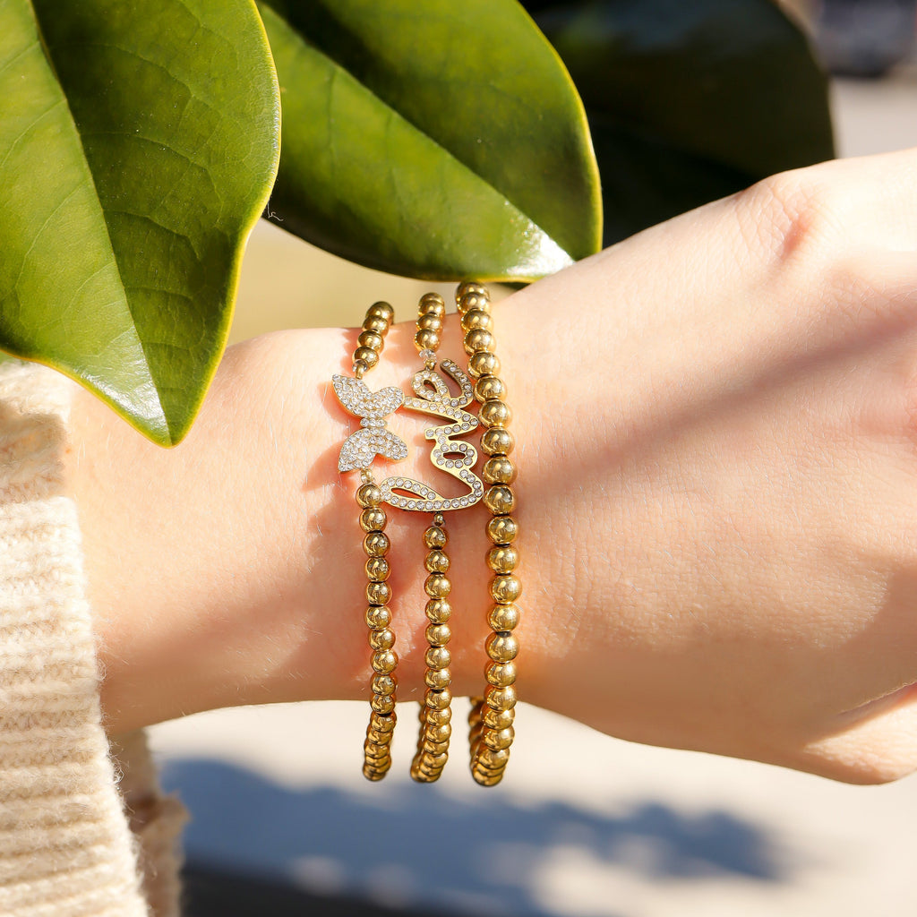 Stackable Butterfly Beaded Charm Bracelet Lifestyle