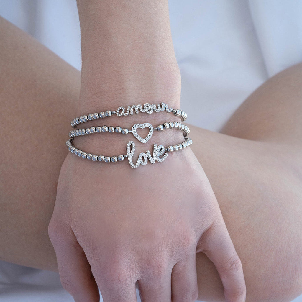 Stackable "Love" Charm Beaded Bracelet
