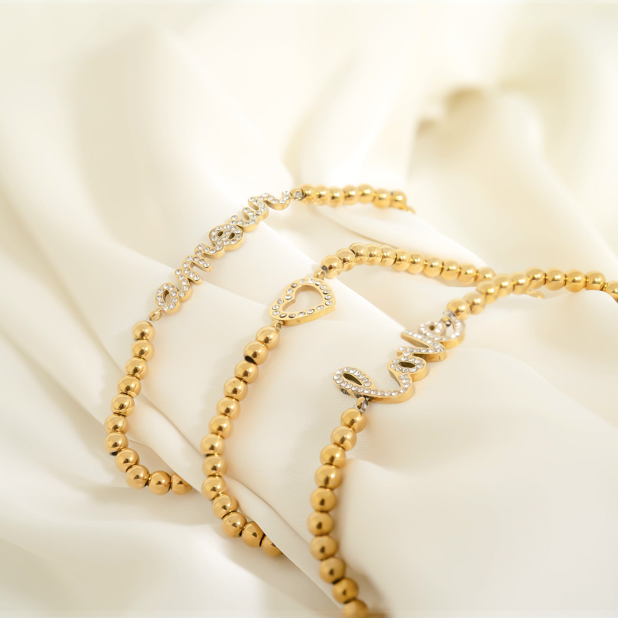 Stackable Heart Charm Beaded Bracelet