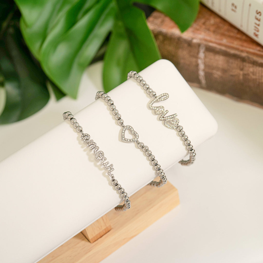 Stackable "Love" Charm Beaded Bracelet