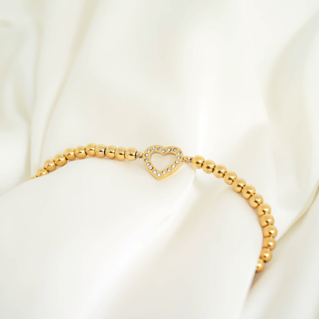 Stackable Heart Charm Beaded Bracelet