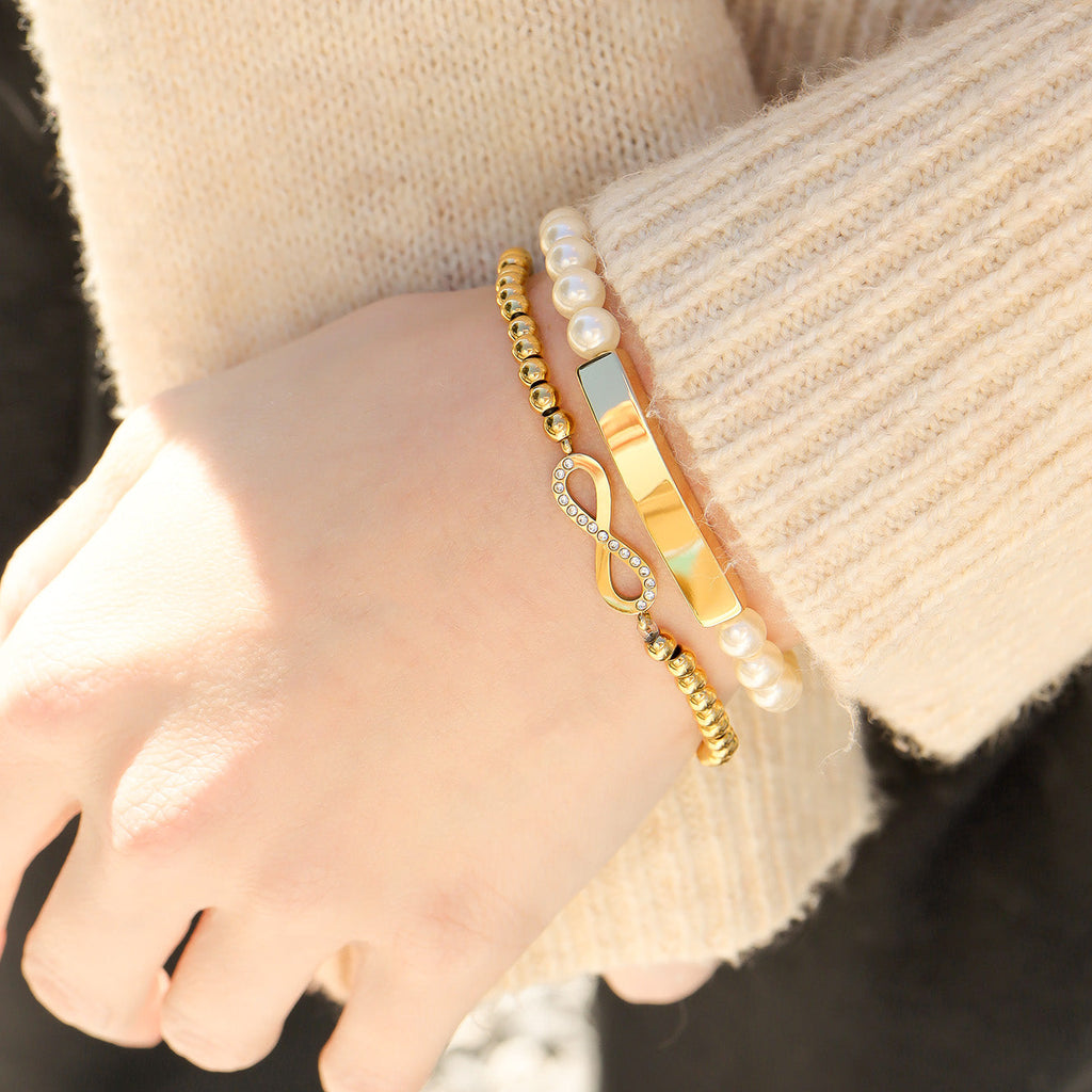Stone Infinity Sign Metal Beaded Stretch Bracelet Lifestyle