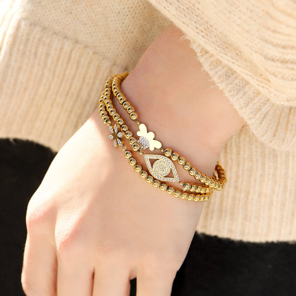 Stackable Bee Charm Beaded Bracelet Lifestyle