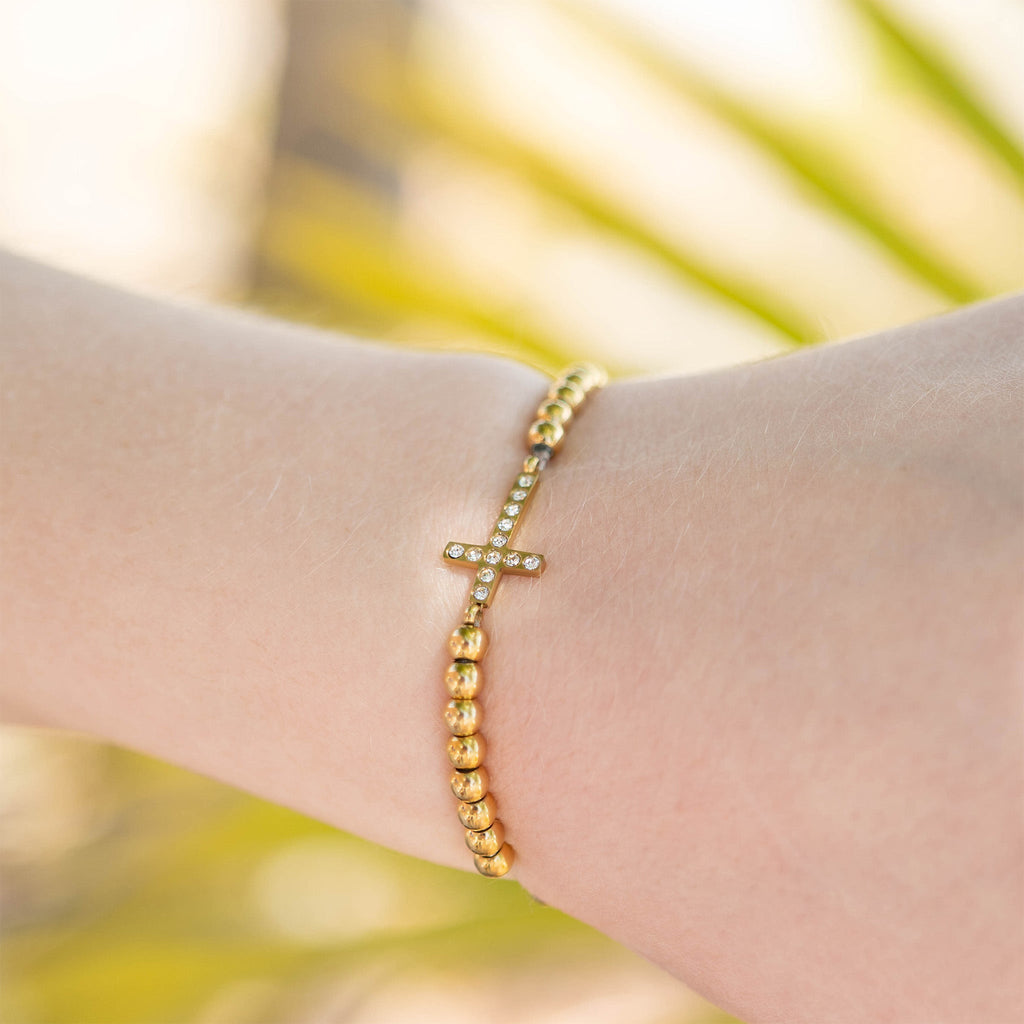 Stackable Cross Charm Beaded Bracelet