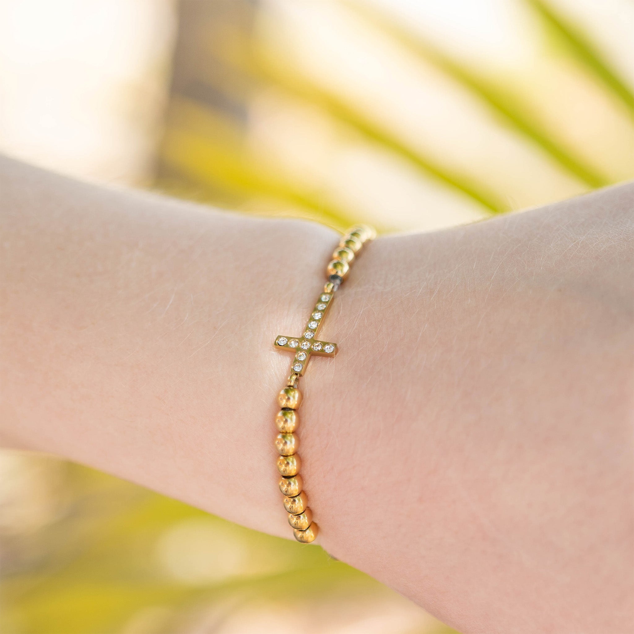 Stackable Cross Charm Beaded Bracelet