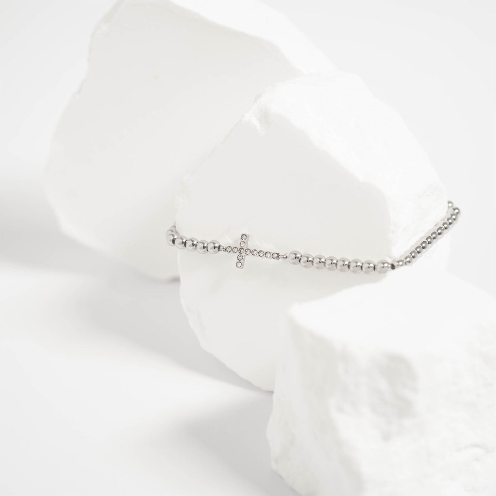 Stackable Cross Charm Beaded Bracelet
