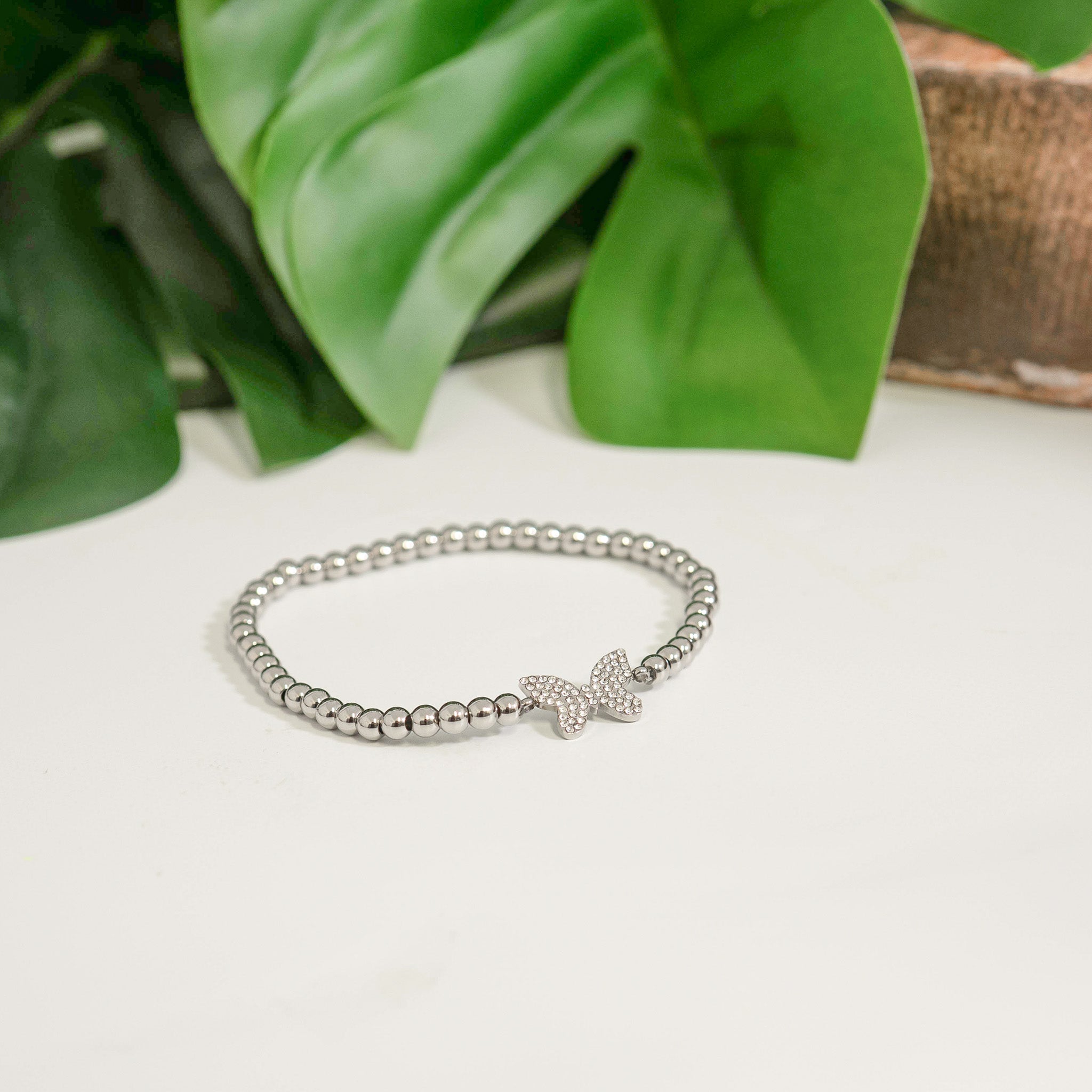 Stackable Butterfly Charm Beaded Bracelet