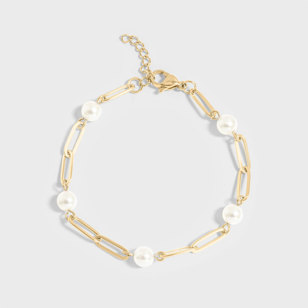 Pearl Station Paperclip Chain Bracelet