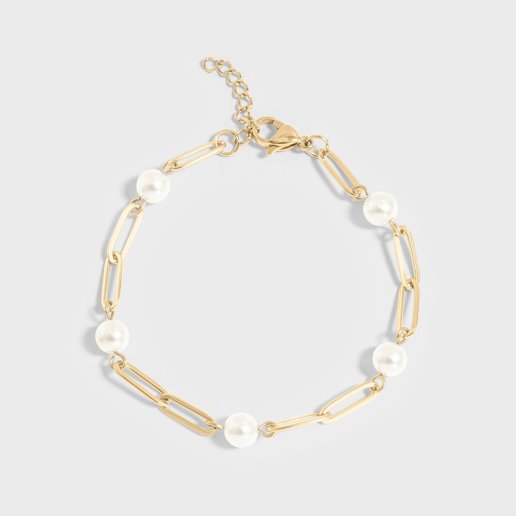 Pearl Station Paperclip Chain Bracelet