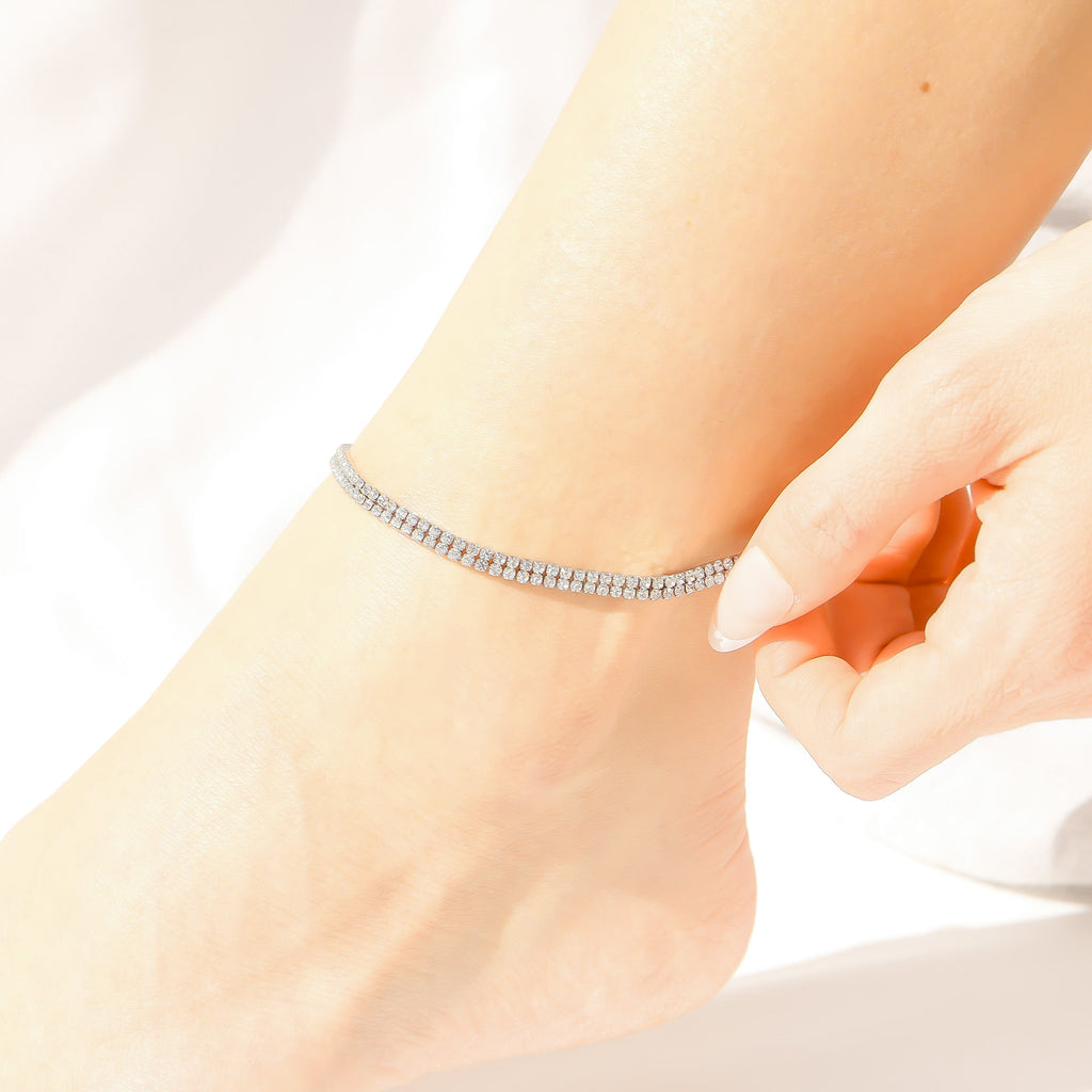 Double Row Rhinestone Anklet