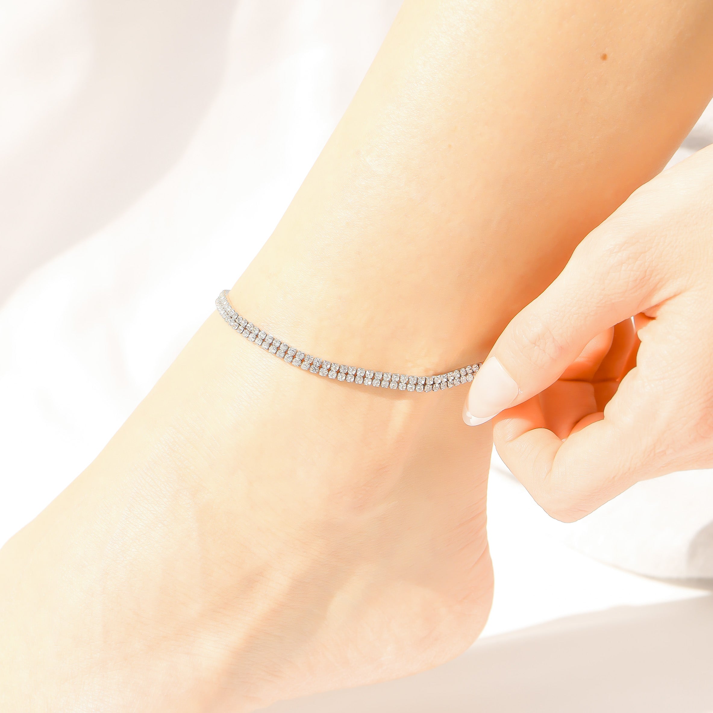 Double Row Rhinestone Anklet
